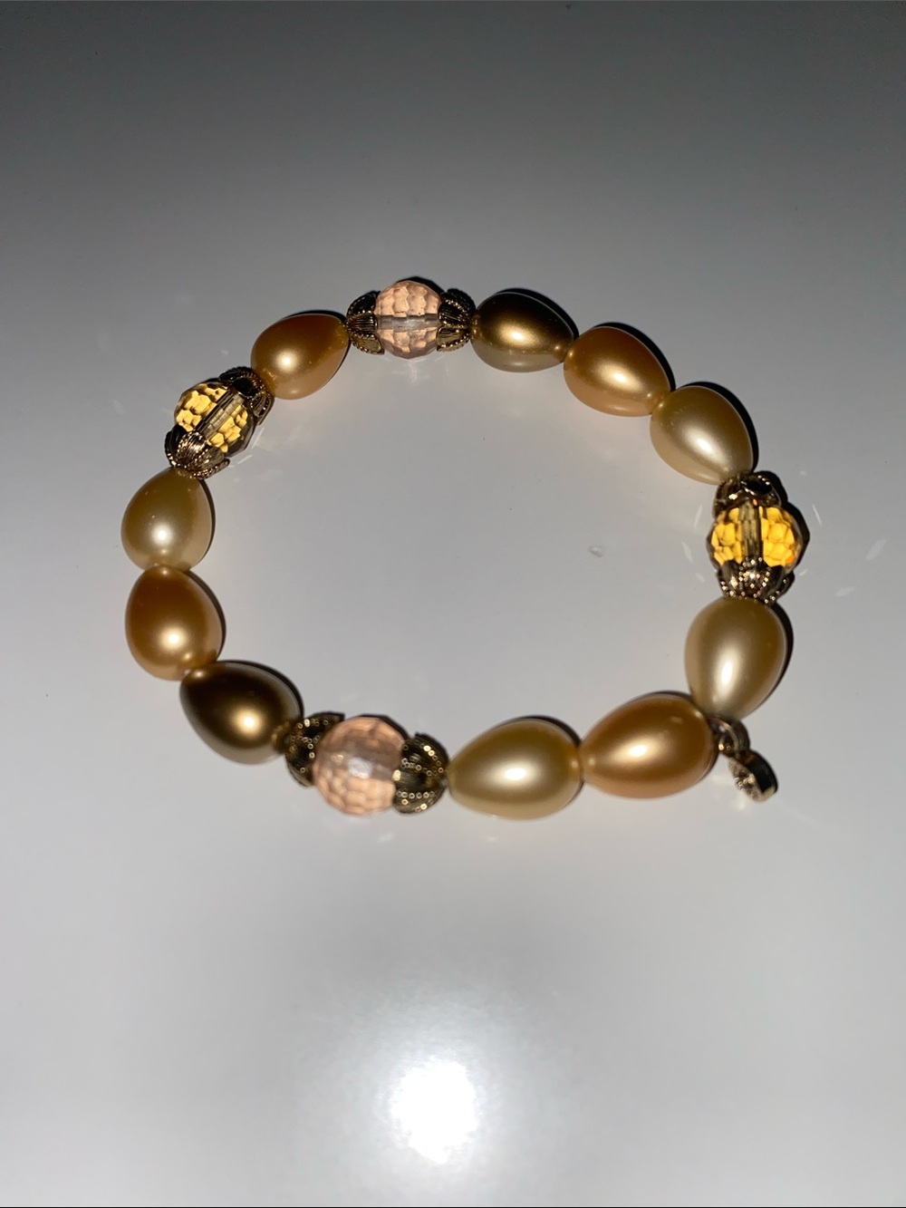Gold-Tone Beaded Stretch Bracelet - Unbranded